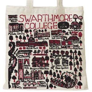 Swarthmore College Illustrated Canvas Tote Bag 13x13. Artwork by Julia Gash
